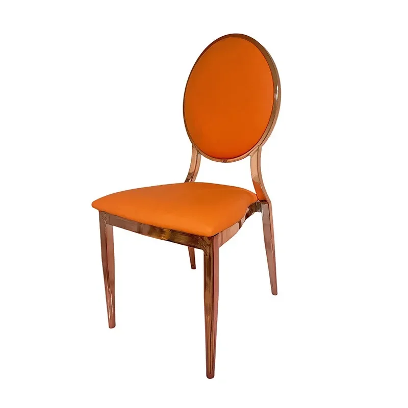 Hotel chair wedding banquet hall chair household electroplating spraying metal sun round back dining chair high backrest