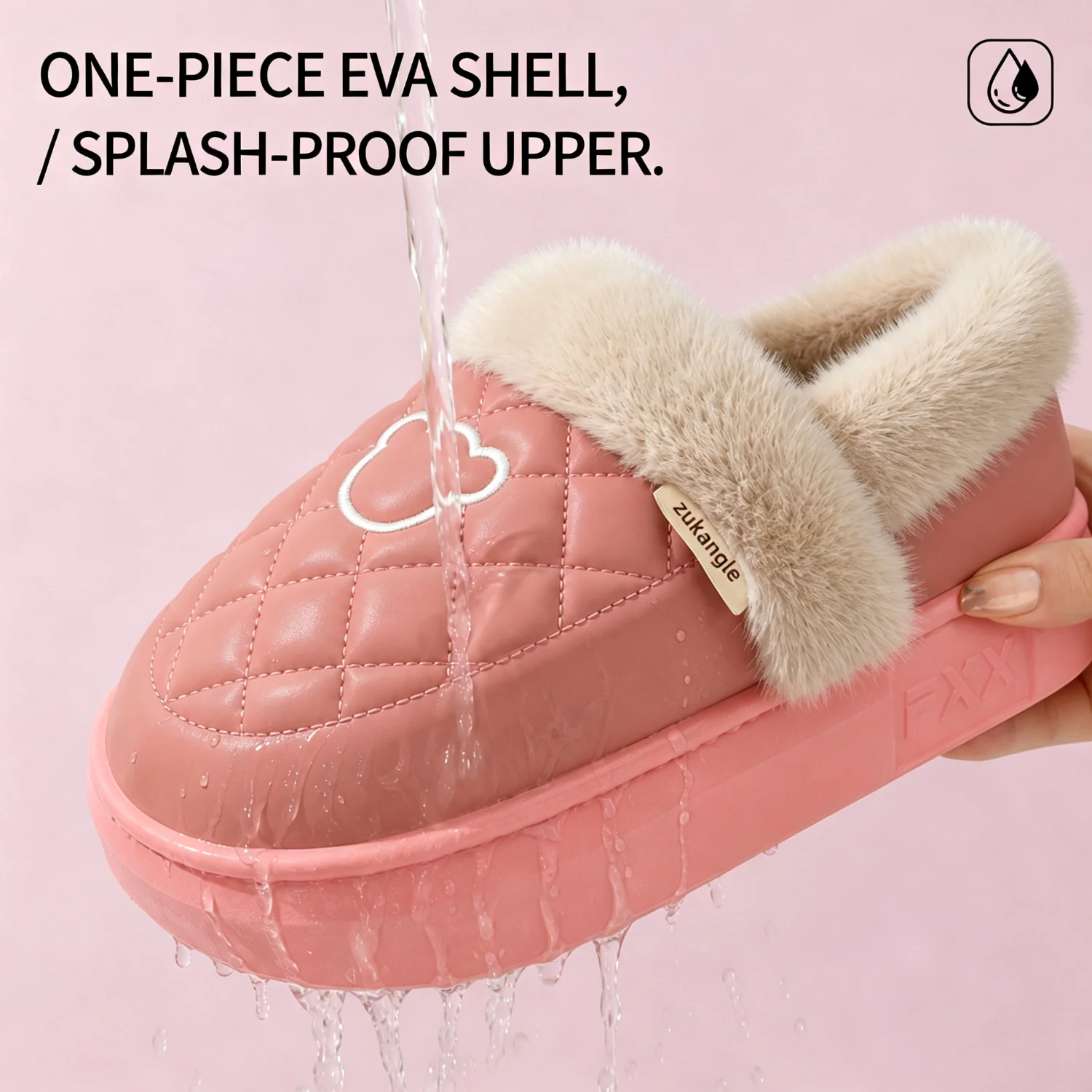 Winter-Wasserdichte Hausschuhe für Damen und Herren, mit dicker Sohle, warmem Plüschfutter, Bärenstickerei, rutschfest, weich, elastisch, für den Innenbereich. – Detail 25