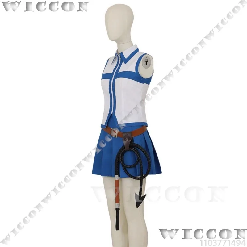 Lucy Heartfilia FAIIRY Anime Cosplay TAIL Costume Prop Whip Blond Wig Headwear Skirt Sexy Girl Women Outfit Halloween Customized