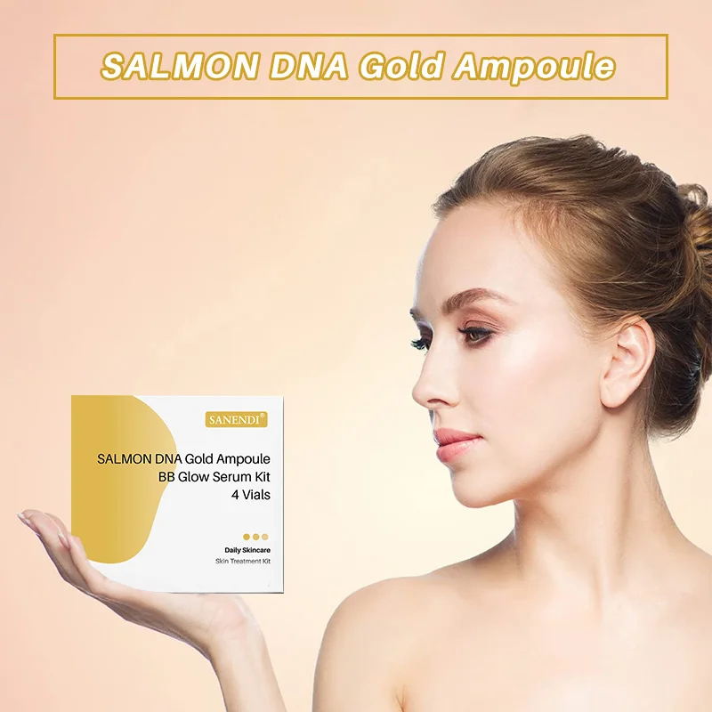  Korea Salmon DNA Gold Ampoule Skin Booster Serum 8ML HA Collagen Facial Repair Rejuvenation Serum