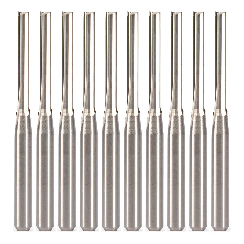 10pcs  SHK 3.175mm CED 2mm CEL 15mm 17mm Straight Slot Bit Wood Cutter CNC Solid Carbide Two Double Flute Bits CNC Router Bits