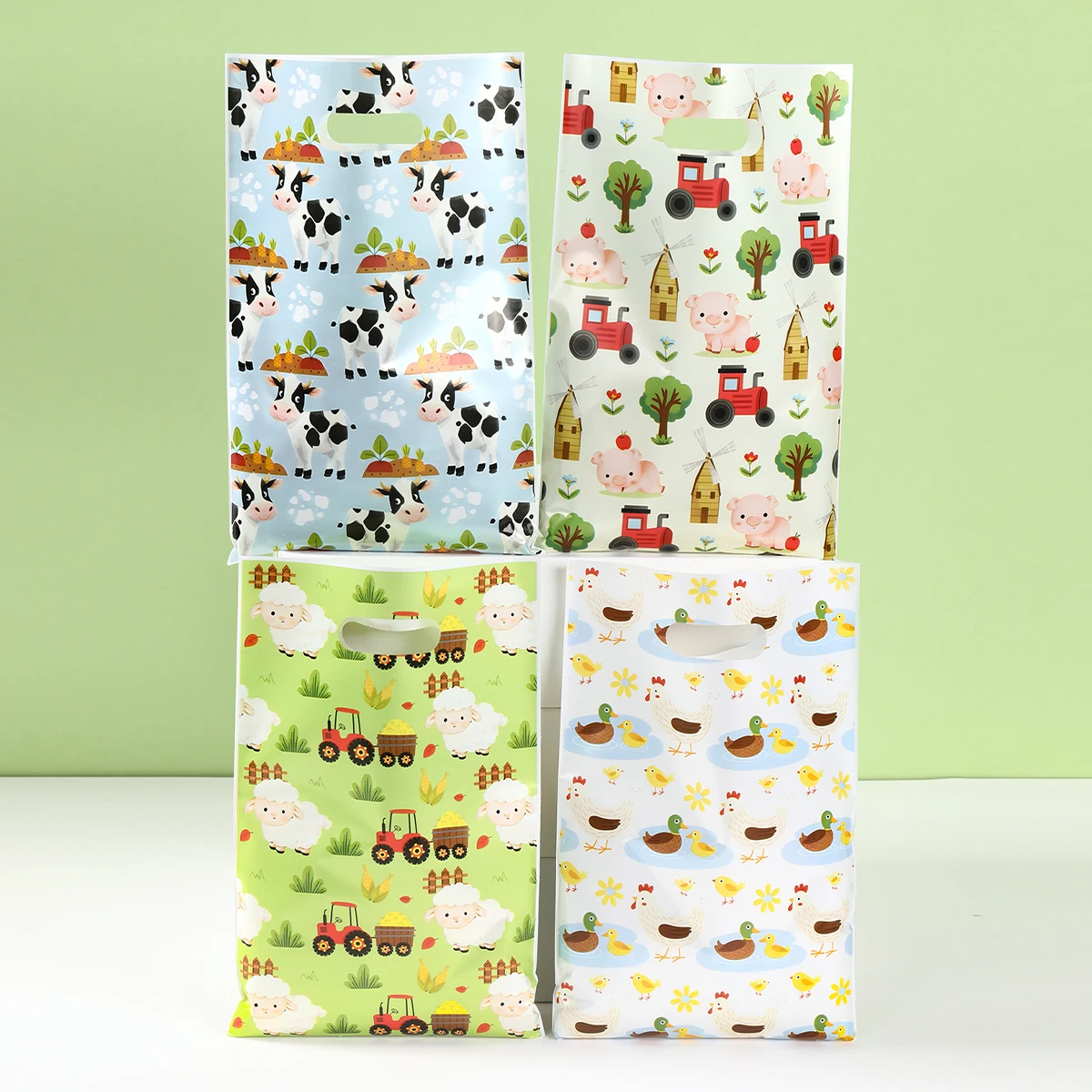 10/25/50Pcs Farm Animal Party Favor Bag Cute Cow Duck Sheep Pig Gift Bags Barn Theme Birthday Goodie Bag for Kids Party Supplies