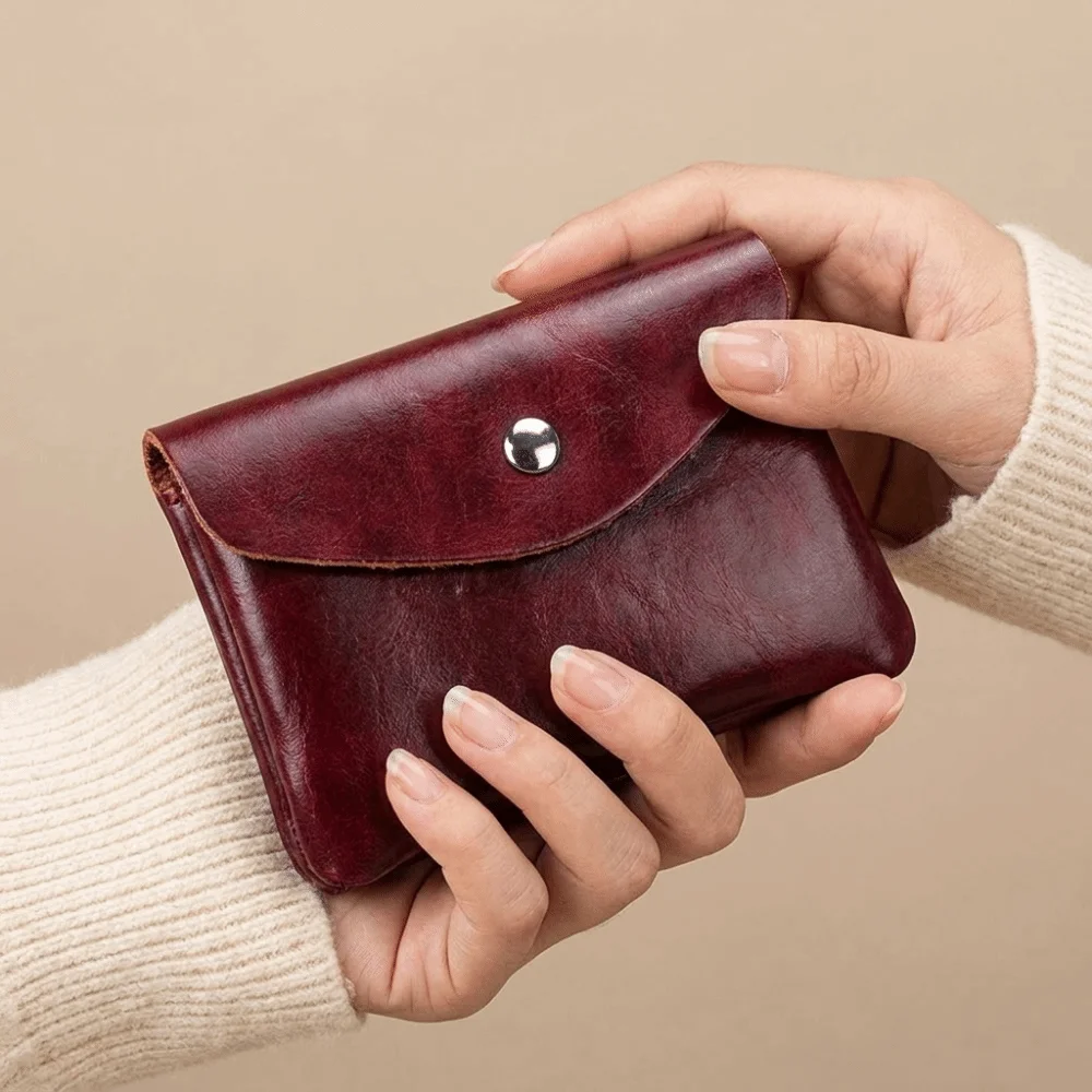 Portable Double Layer Leather Small Coin Pouch Hasp Zipper Short Wallet Key Organizer Soft Mini Purse Bag Shopping