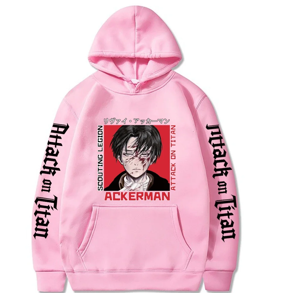 Hot Anime Attack On Titan Levi Ackerman Graphic Print Hooded Men Women Long Sleeve Hoodies Unisex Sweatshirt Harajuku Pullover