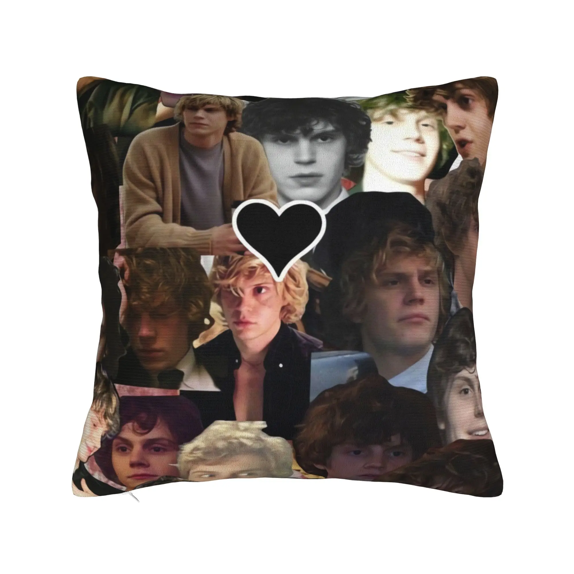 Sweet Evan Peters Heart Collage Pillow Cover  Morden Pillow Case For Office Car Home Decor Custom Cushion Cover Birthday Present