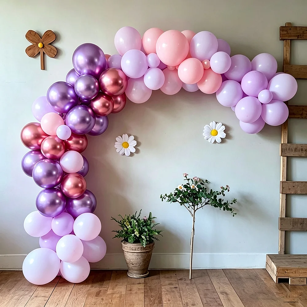 60/70 Stück Rosa Lila Partyballons Rote Violette Metallic-Latexballons für Mädchen Geburtstag Hochzeit Partydekoration Babyparty – Detail 6
