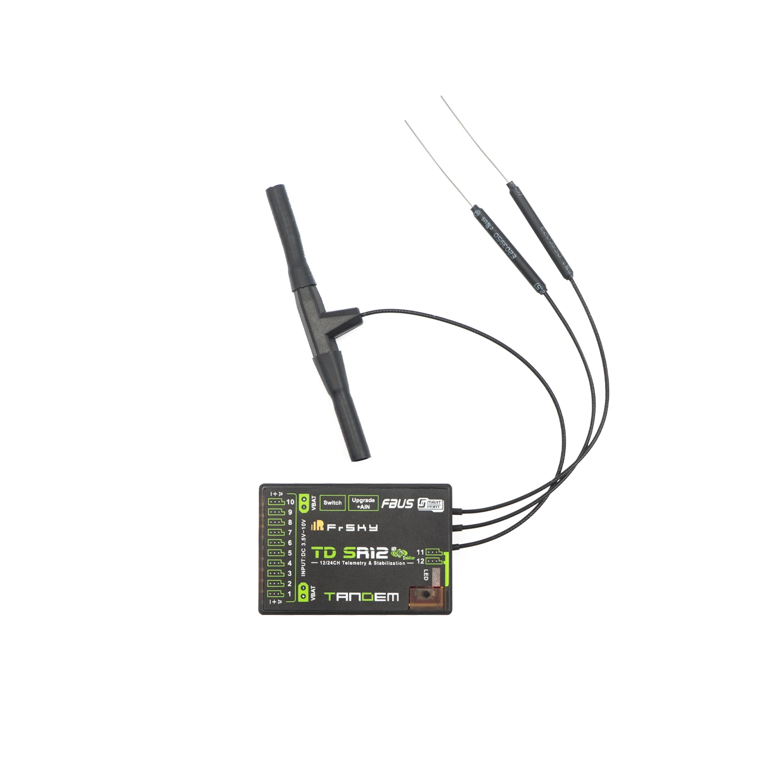 FrSky TD-SR12 Tandem Receiver 2.4G 900MHz 12CH ADV Stabilizer Gyro PWM SBUS FBUS Long Range RC Plane