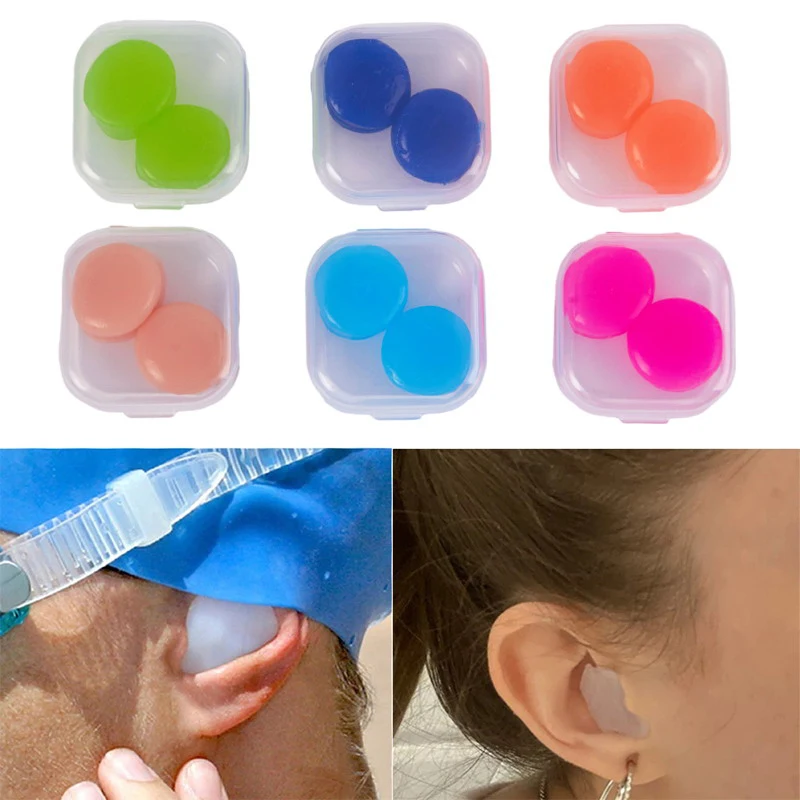 2PCS Silicone Ear Plug Reusable Silicone Wax Earplugs Swimming Moldable Earplugs Noise Reduction Cancelling Sleeping Protection