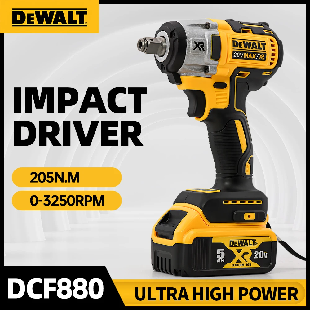 Dewalt 다기능 충전식 무선 전기 렌치, 고효율, 내구성, 203N.m 임팩트 렌치, DCF880