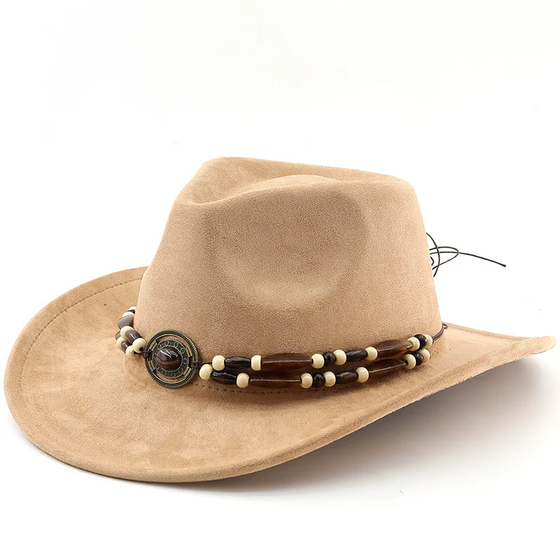 Western Cowboy Felt Tibetan Style Top Brown Turquoise Accessories, Autumn And Winter Jazz Hat, New Suede Hat