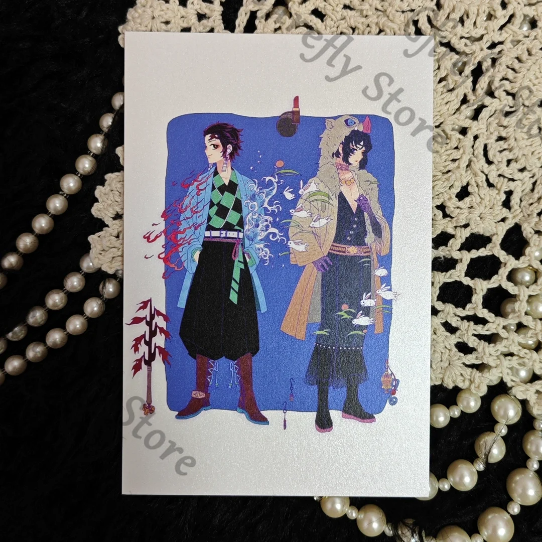 Kolekcja kart pocztowych Demon Slayer Anime Kamado Kanroji Mitsuri Tomioka Giyuu Tanjirou Iguro Obanai, ozdoby, prezent na Boże Narodzenie