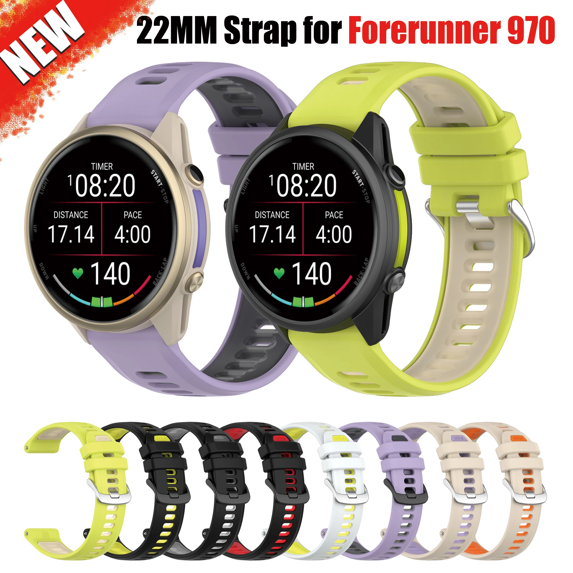 

Спортивный силиконовый ремешок для часов Garmin Forerunner 970 965 955 Solar 945 935 745, сменный браслет 22 мм, браслет