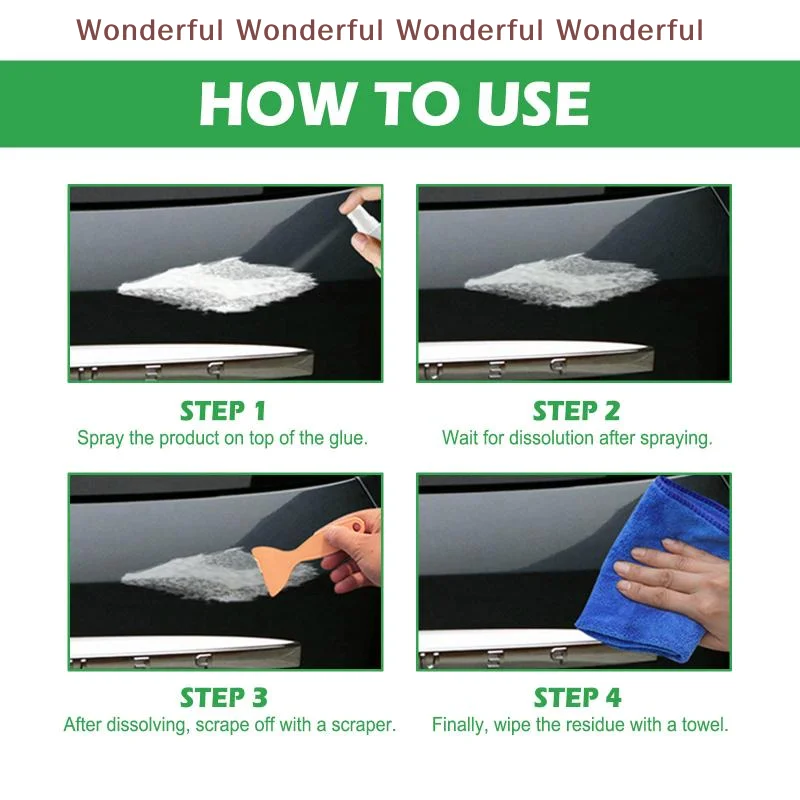 All Purpose Sticky Residue Remover Spray for Car and Glass Efficient Adhesive Cleaner for Label Decal Home Multi Scene Use