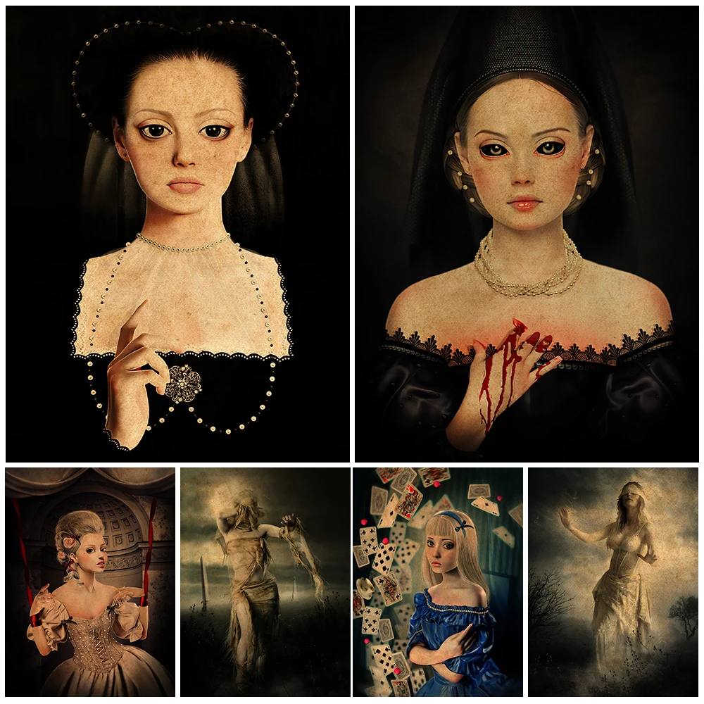 Sweet Countess Witch And Wandering Death Soul Wall Art Canvas Painting  Priestess Witchcraft Poster And Prints Home Decoration