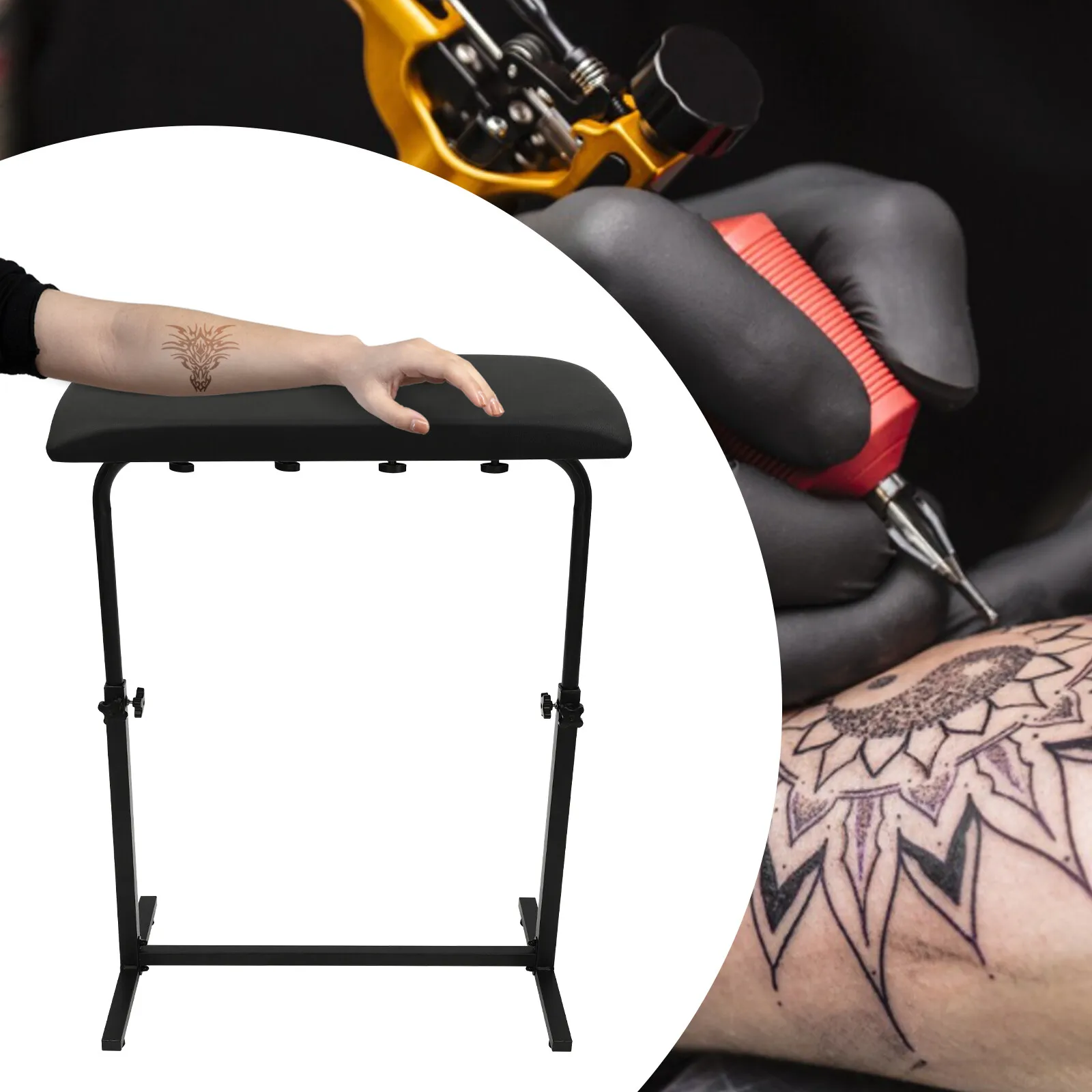 

Portable PVC Tattoo Arm Leg Rest Pad Sponge Bracket Super Big with Adjustable Stand