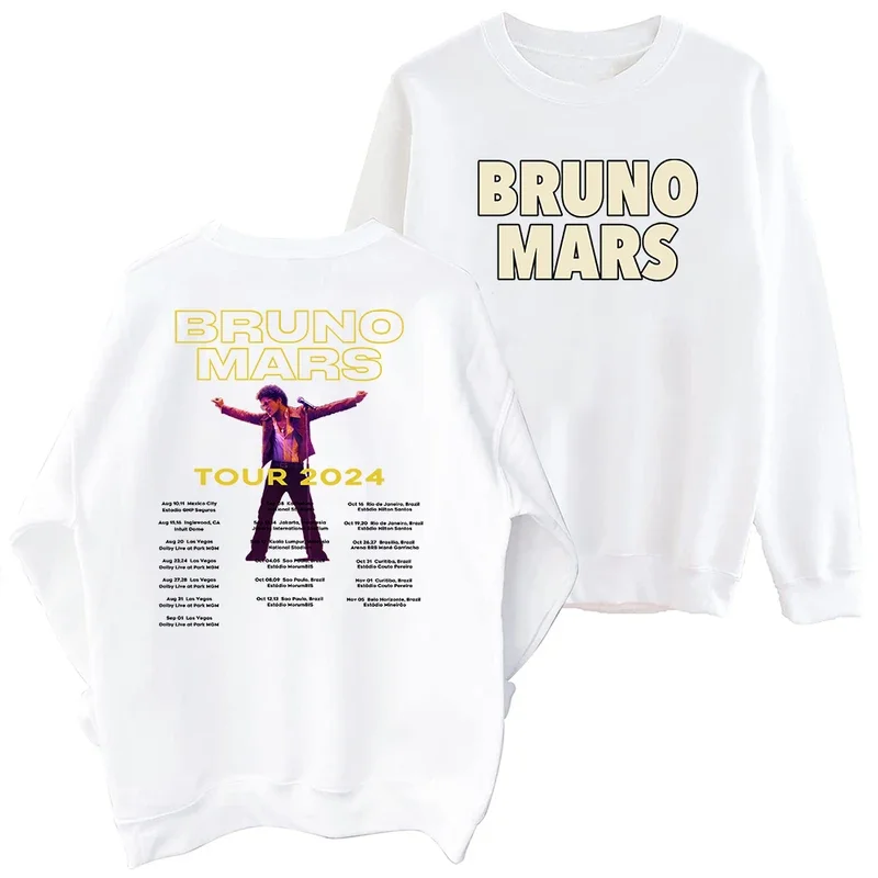 Bruno Mars Tour 2024 sweatshirt Harajuku round neck long sleeve oversize hoodie