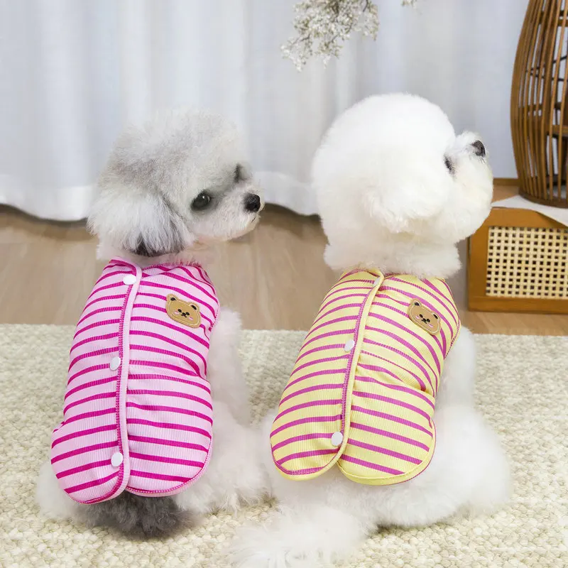 

Dog Clothes Summer Sleeveless Sweatshirt Striped Cardigan Hoodies Shirt For Small Medium Dogs Chihuahua Yorkie Puppy Clothing XS