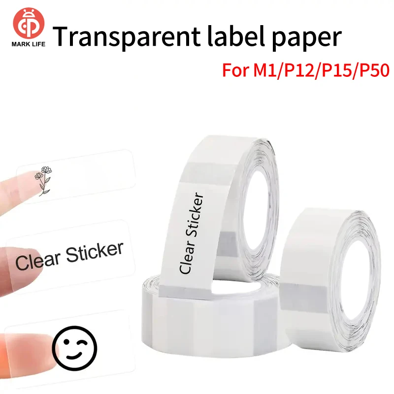 Thermal Printer Sticker White Waterproof Transparent Paper Tear-Resistant Compatible For P15 M1 P12 To Gift/Diy Creative/Marking