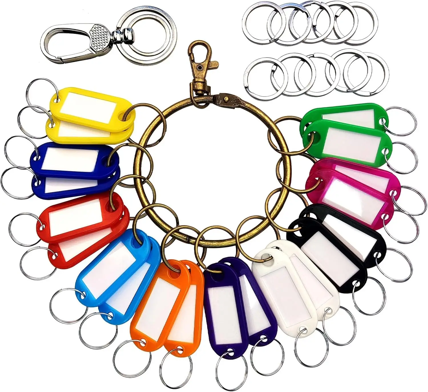 

20 Key Tags with Rings, Key Clip, Janitor Key Ring for Home Office Key Management