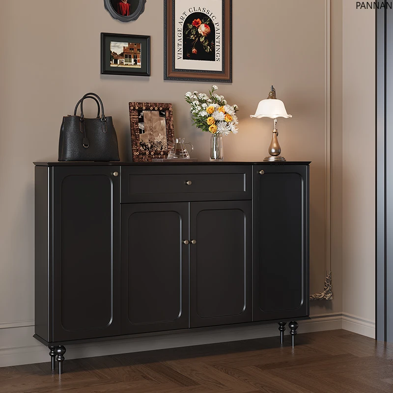 

Solid wood living room shoe cabinet French retro home entrance entrance cabinet integrated door large-capacity locker