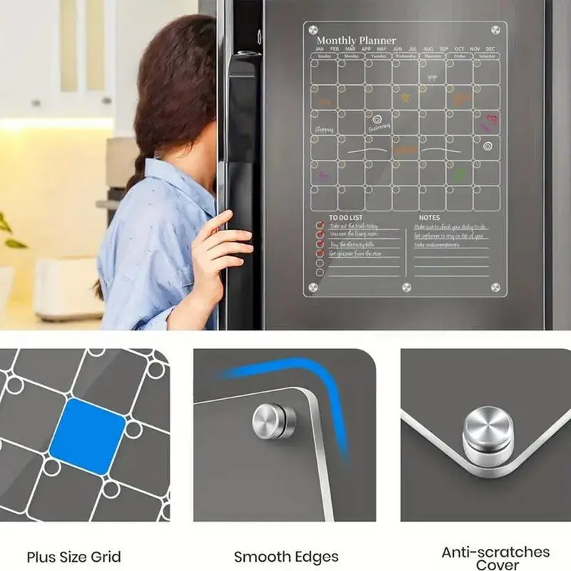 Naklejka na lodówkę Przezroczysty akrylowy kalendarz Planer tygodniowy Harmonogram magnetyczny Tablica wielokrotnego użytku Wiadomość na lodówkę Gadżety menu