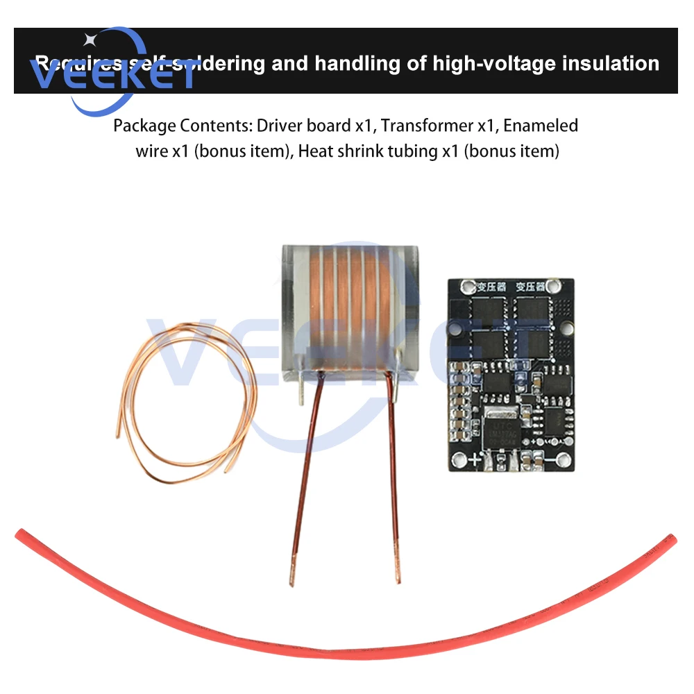 

DC 6-15V To AC 10kV-25kV High Frequency AC High Voltage Generator Inverter Boost Arc Ignition Coil Module Power Supply