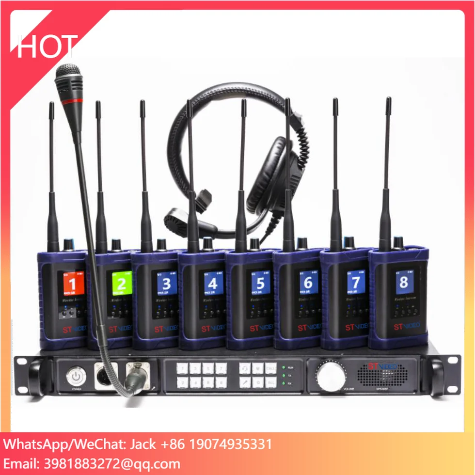 

1 With 8 Wireless Intercom System Remote Headset Wireless Microphone Communication To 2000M Distance
