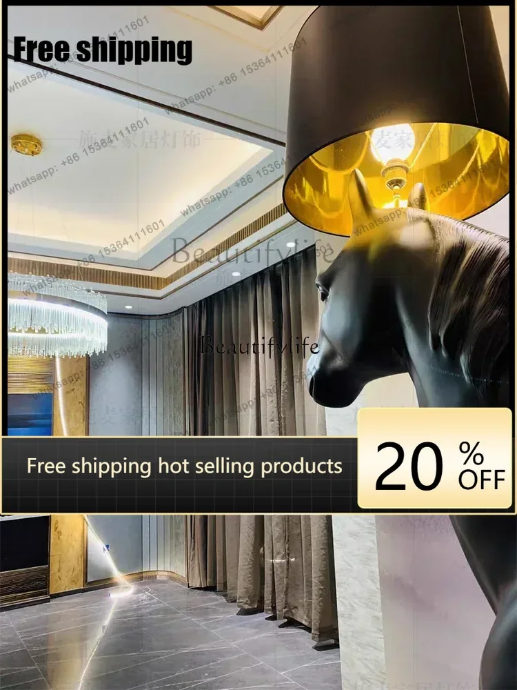Factory Direct Creative Half-Body Horse Sculpture Wall Decoration Can Be Luminescent Lamp Nordic Decoration Art Floor Ornaments