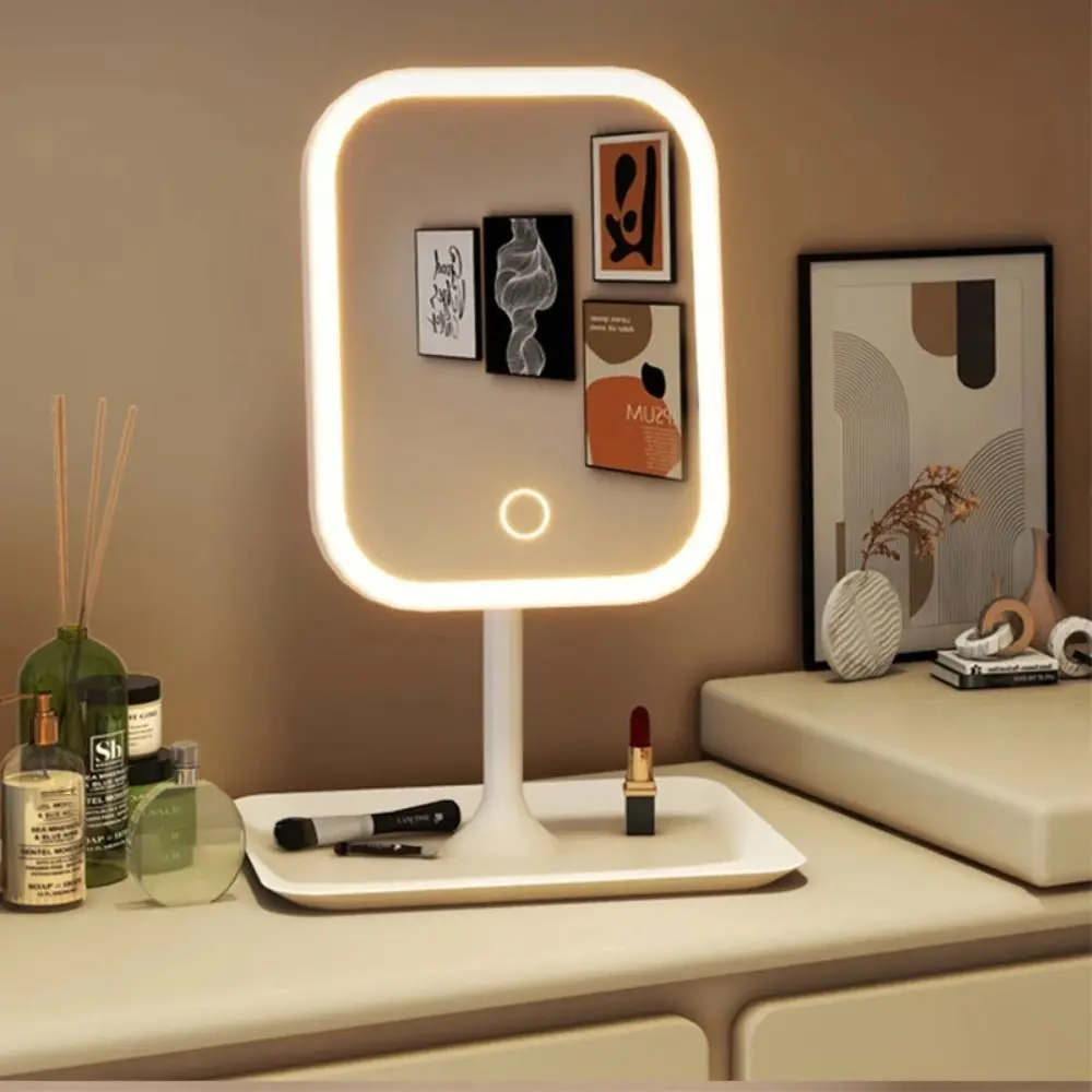 مرآة مكياج LED 3 ألوان 270 °   مرآة مستحضرات التجميل القابلة لإعادة الشحن عبر USB، مرآة زينة لسطح المكتب قابلة للتعديل