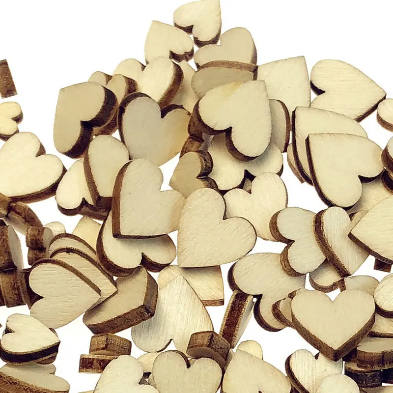 600PCS 6/8/10/12MM Wooden Love Heart Shape Mixed Sizes Table Scatter DIY Party Accessories Rustic Wedding Decorations Crafts