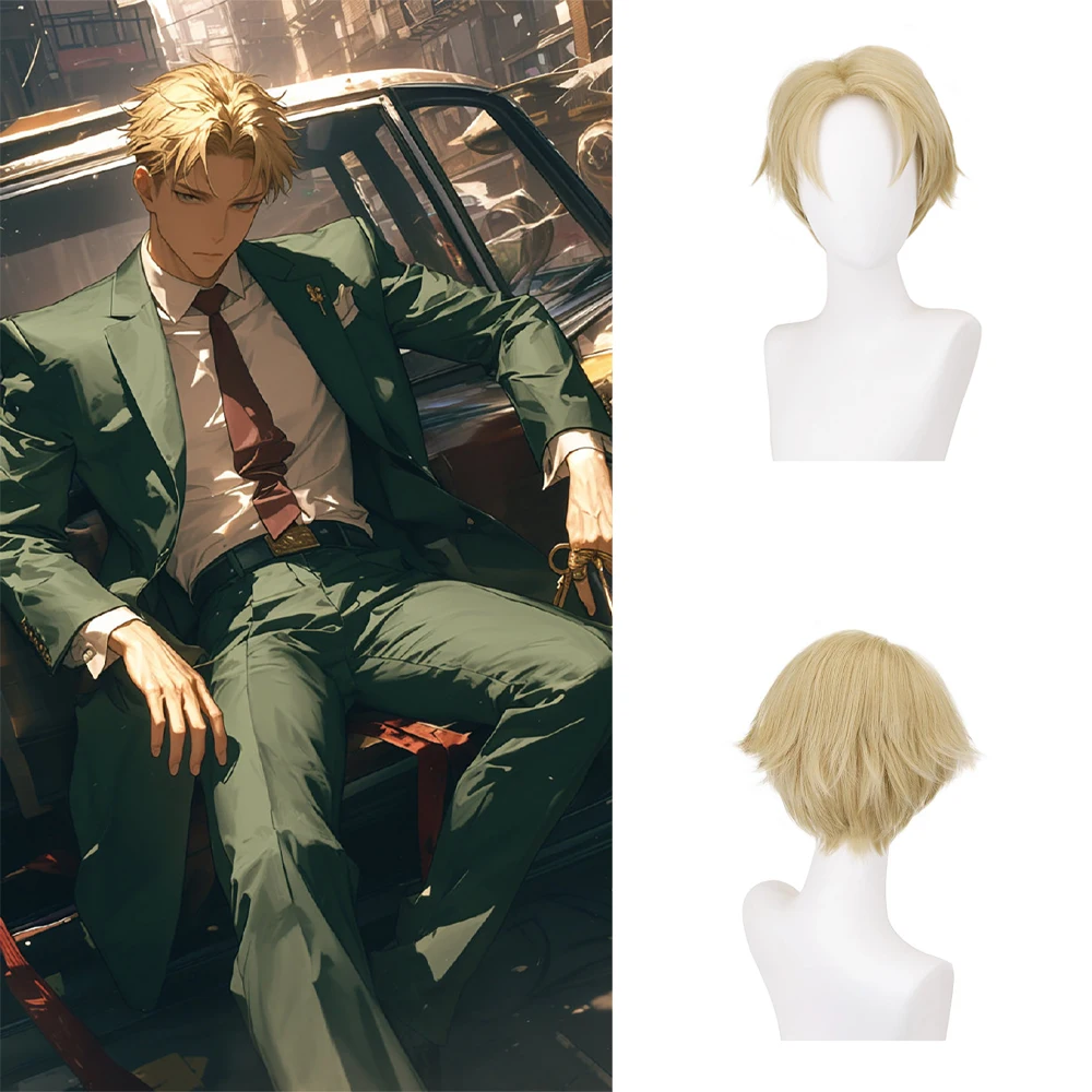 Anime Spy×Family Loid Forger‌ Twilight‌ Cosplay Synthetic Hair 10-Inch Light Golden Short Halloween Carnival Daily Party Wig