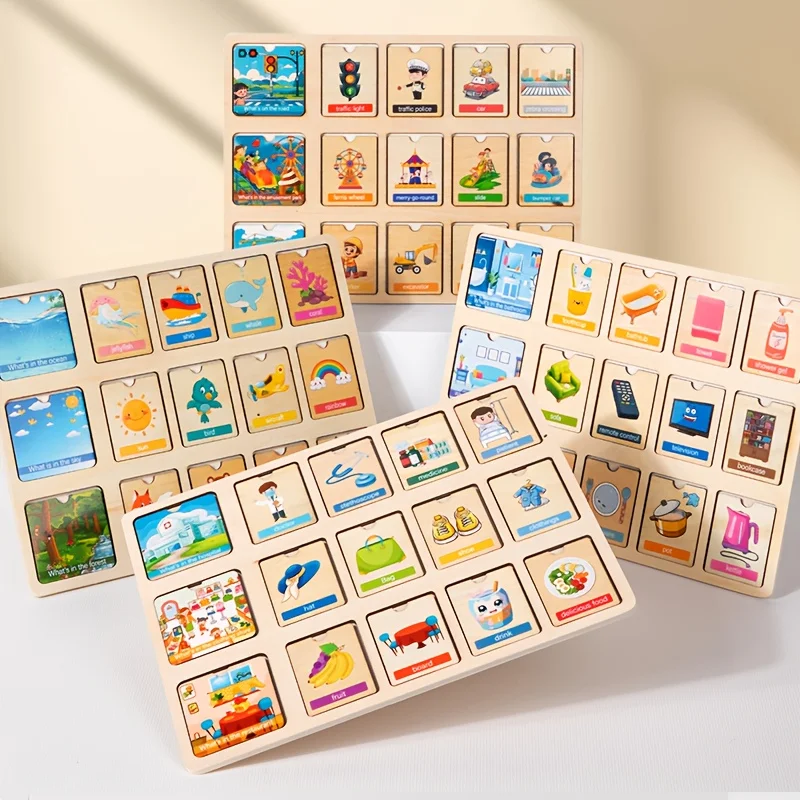 Wooden Double-Side Scene Puzzle – Educational Cognitive Toy for Children, Logic Thinking & Concentration