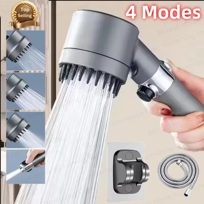 

Набор для душа с 4 режимами, регулируемая насадка для душа с высоким давлением, мощный распылитель для ванной с массажным эффектом и фильтром для воды