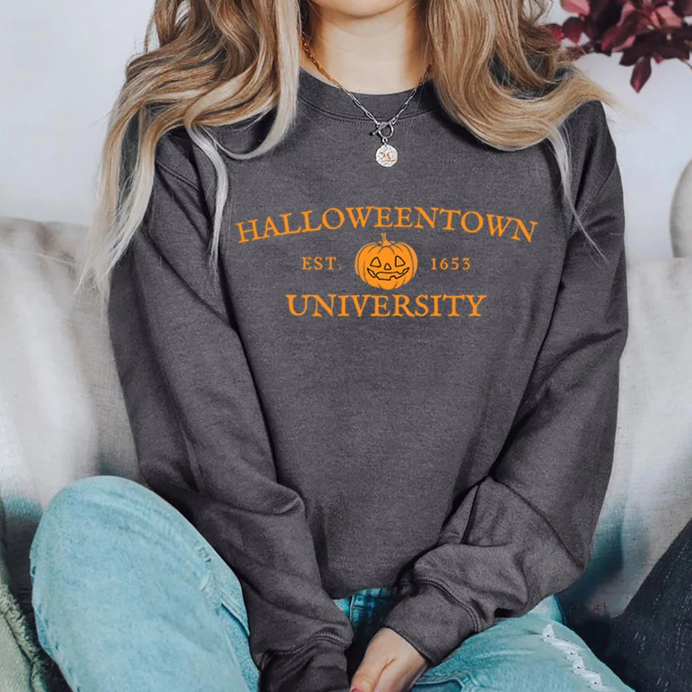 Halloweentown University Est 1998 Sweatshirt HalloweenTown Hoodie Pumpkin Graphic Pullover Halloween Party Sweatshirts Fall Tops