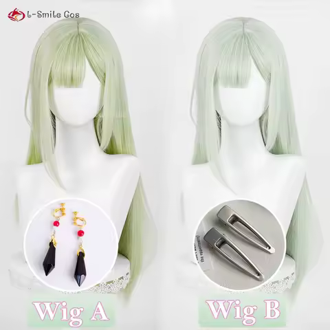 Mutsumi Wakaba Cosplay Wig Women 66cm Long Light Green Wig Mortis Cosplay Anime Cosplay Wigs Heat Resistant Synthetic Hair