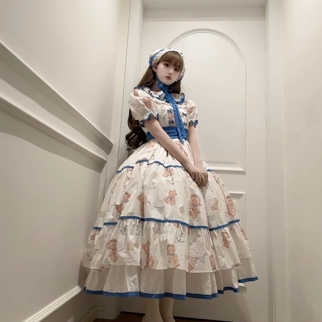 

SOIOMES Свежее и девичье летнее прозрачное небесно-голубое оригинальное платье принцессы Лолиты, трехслойное длинное пышное платье OP