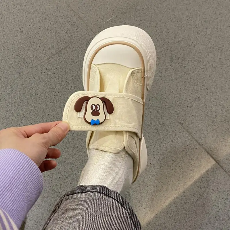 

Spring and Autumn Sanrio Kawaii Girls Casual Velcro Big Toe Sports Flat Cute Fashion Canvas Shoes Women New Slip-On Lazy Shoes