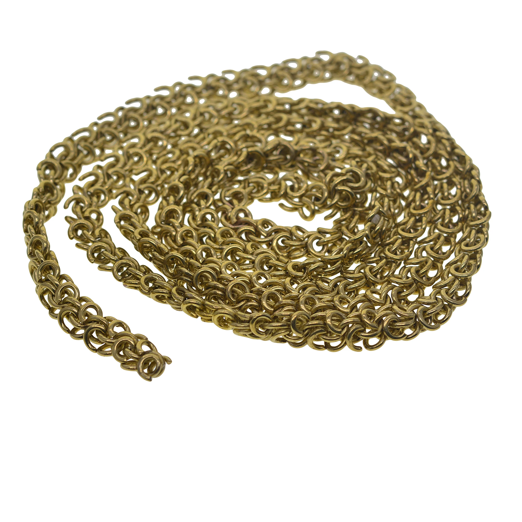 1 meter brass 9mm oval  flat Byzantine weave chain DIY wallet jean trousers motorcycle keychian bag strap EDC FOB lanyard