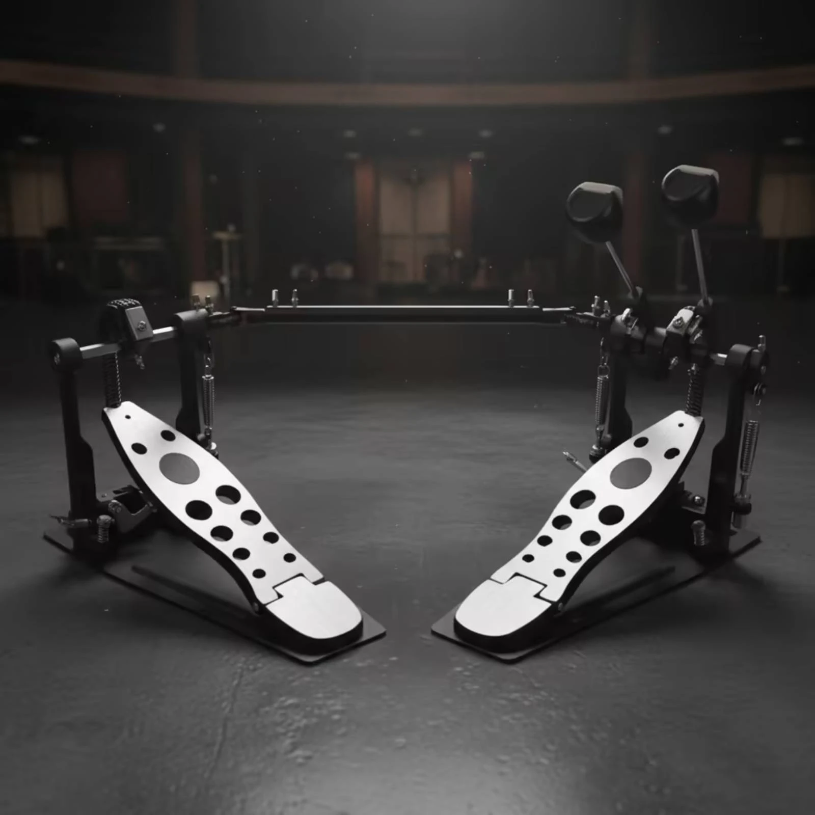 Double Bass Drum Pedal Non-Slip Double Bass Pedal with Connecting Rod Professional Long-Lasting for Drummers, Electronic Drums