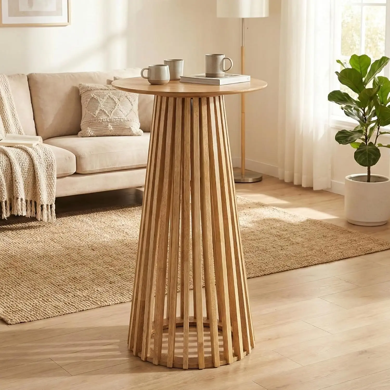 Modern Round Wood Bar Table 43.5