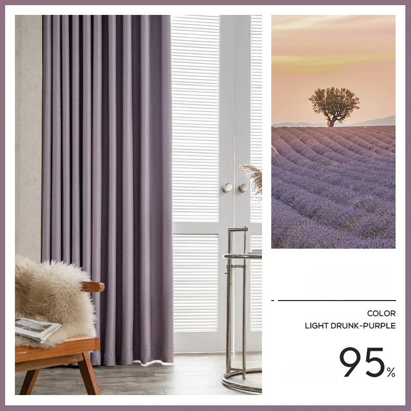 Luxury French Vintage Curtains for Bedroom Living Room Purple High End Light Blocking American Style New Yarn Textured Drapes