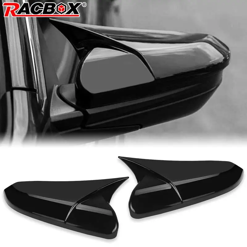 

Pair OX Horn Side Rearview Mirror Cover Caps For Honda 10th Gen Civic 2016-2021 EX LX Sedan Hatchback Coupe Replace Glossy Black