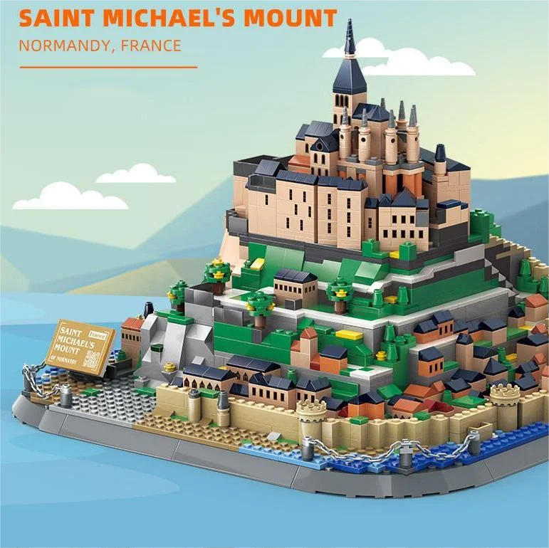 

Model City Architecture France Mont-Saint-Michel World Architecture Street View Building Blocks Set Moc Bricks DIY Assembled Toy