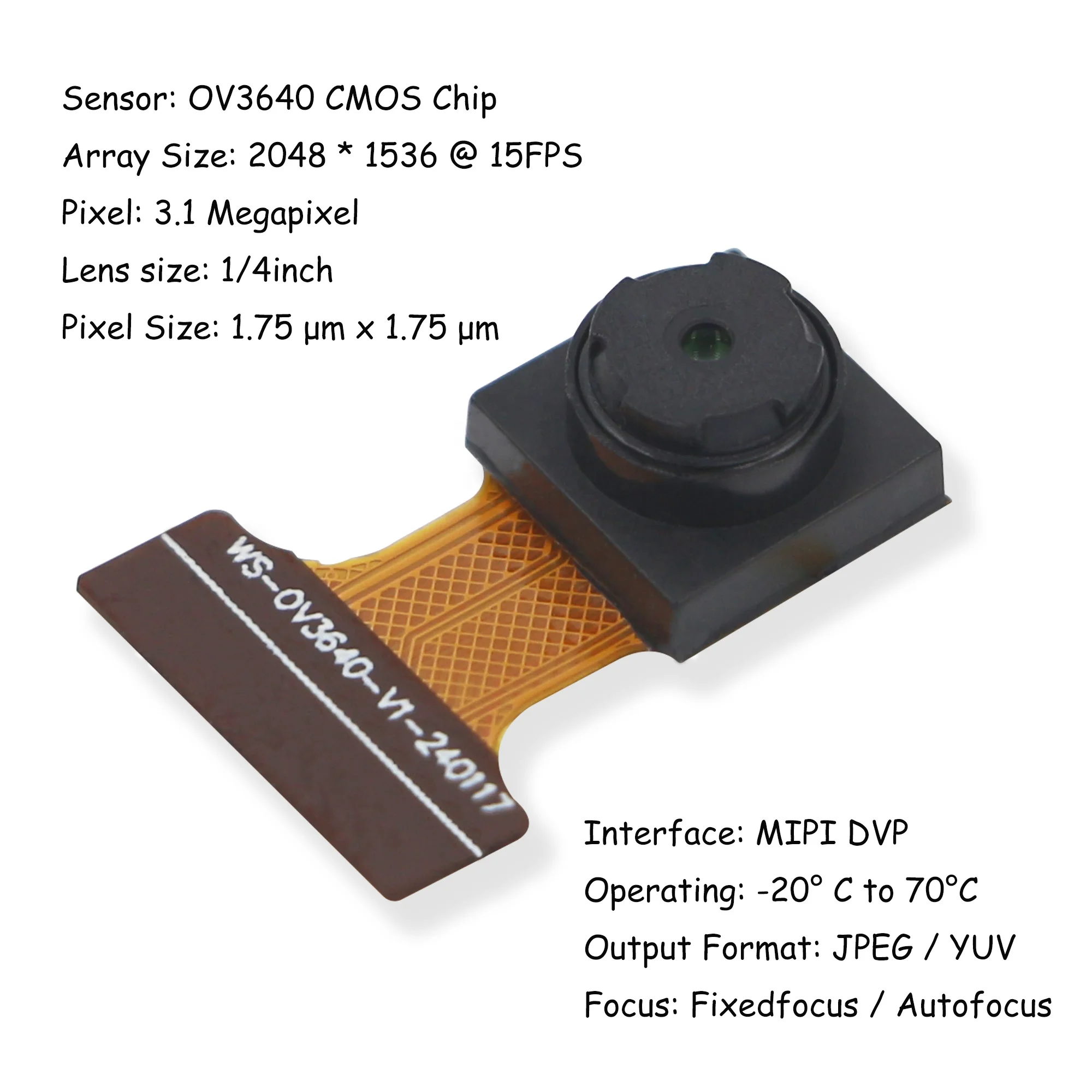 Original OV3640 MIPI Camera Module 3MP Auto Focus Low Light Sensitivity for Smartphone Tablet PC