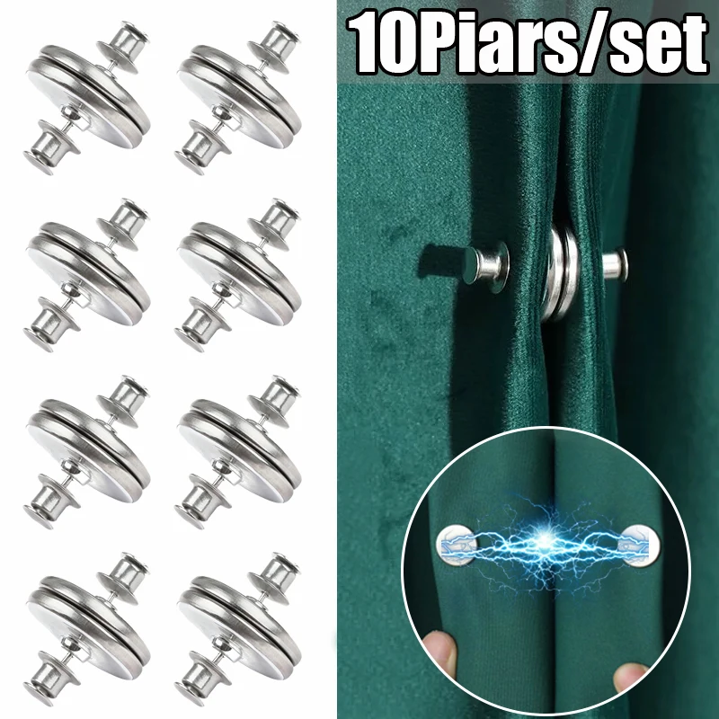 10/1Pair Magnetic Curtain Buttons Clip Detachable Window Screen Close Magnet Buckle Nail Free Curtain Clip Home Room Accessories