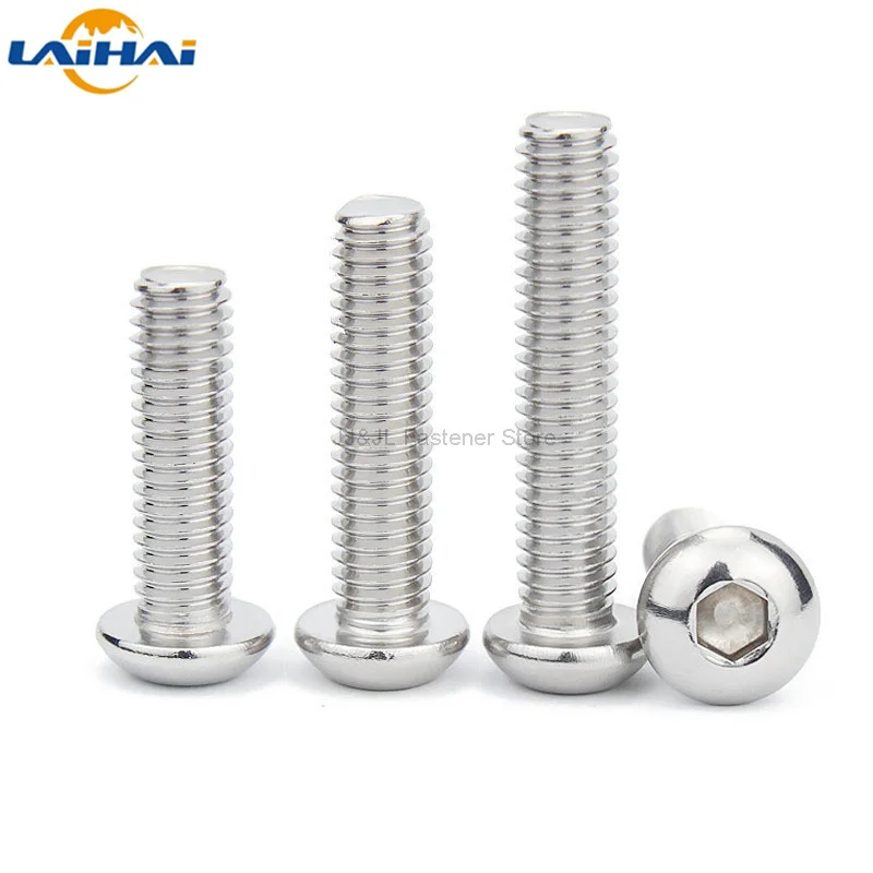 

10/50pcs M1.6 M2 M2.5 M3 M4 M5 M6 M8 304 A2-70 Stainless Steel ISO7380 Hexagon Hex Socket Head Button Allen Bolt Screw L=2-100mm