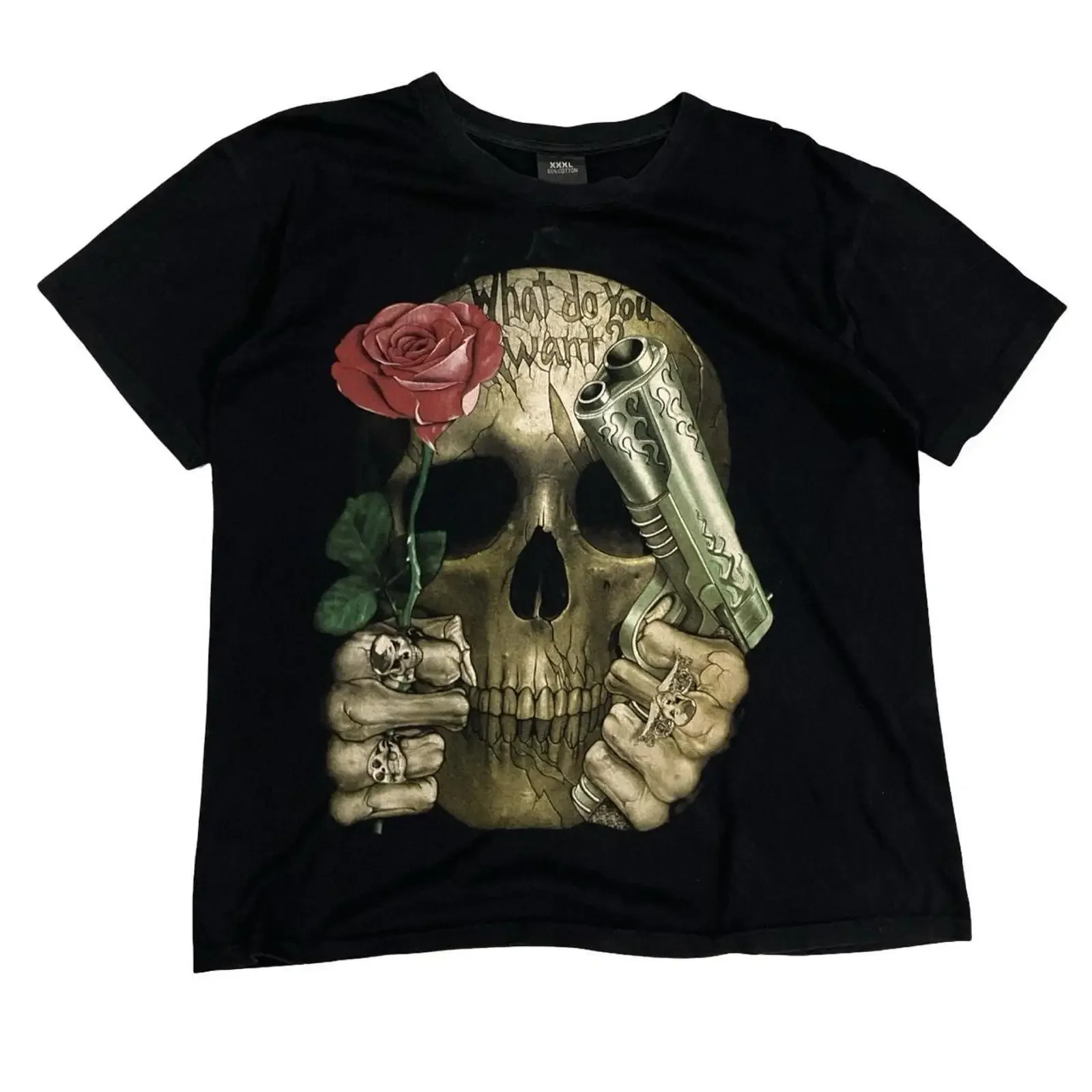 Vintage 2000s Skull Graphic Print T-Shirt Fits Large
