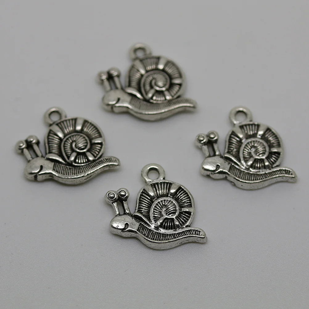 

10 PCS Jewelry Making Pendants Locket Snail Charm Animal Charms Ancient Silver DIY