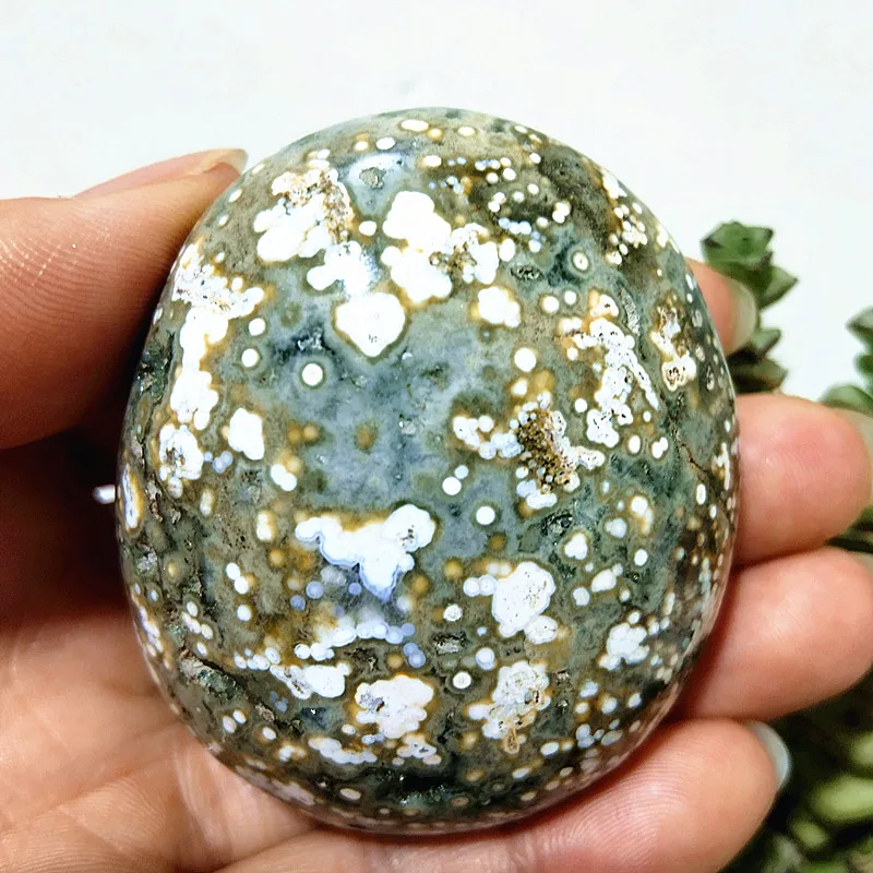 

Natural Stones OceanJasper Palm Stone Sorcery Meditation Cure Energy Feng Shui Crystal Room Decoration