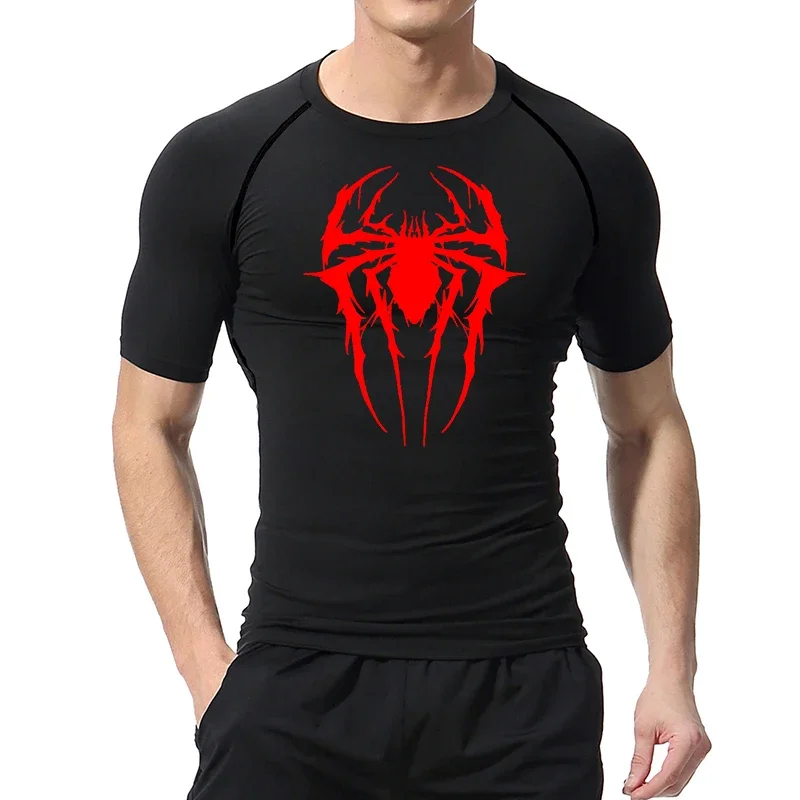 Spider Graphic Compression Shirts for Men Gym Workout Rash Guard Athletic Quick Dry Tshirts Tees Tops Undershirts Baselayers